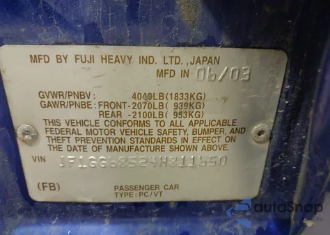 2004 Subaru Impreza Outback Sport Outback Sport z USA, uszkodzony, nr VIN JF1GG68524H811650